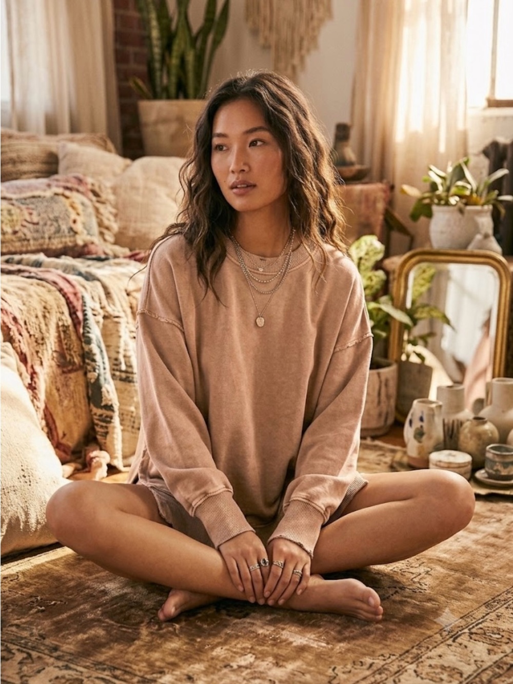 aerie Pullover Sweatshirt in Blush Pink